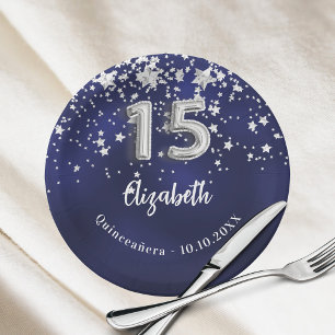 キンセアニェラネイビーブルーシルバー ペーパープレート