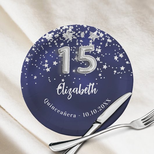 キンセアニェラネイビーブルーシルバー ペーパープレート