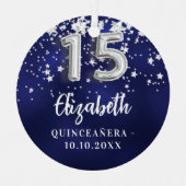 キンセアニェラネイビーブルーシルバー メタルオーナメント (正面)