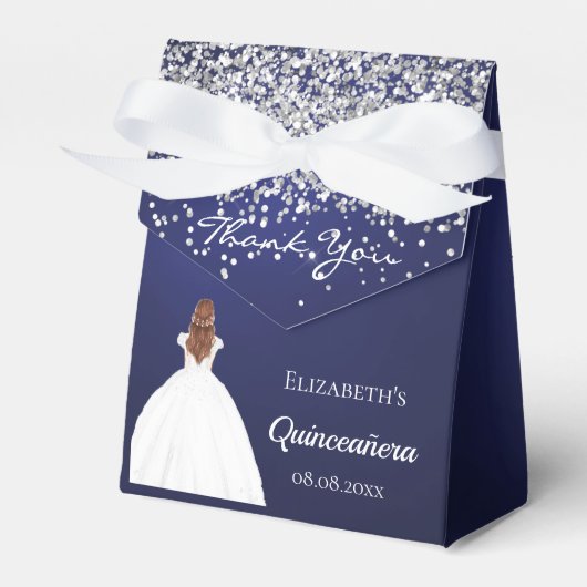 キンセアニェラネイビーブルーホワイトドレスパーティー フェイバーボックス (正面サイド)