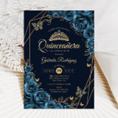 キンセアニェラネイビーブルー金ゴールドフローラ 招待状