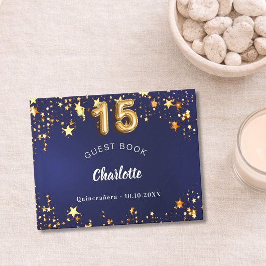 キンセアニェラネイビーブルー金ゴールド ゲストブック