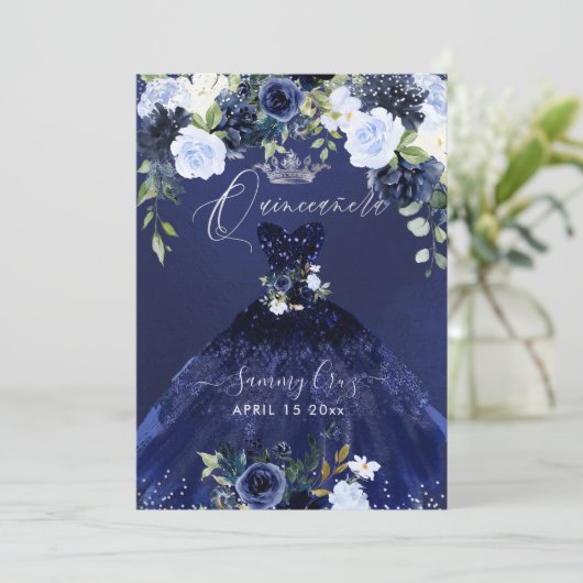 キンセアニェラネービーブルーウォーターカラードレス招待状 招待状 (スタンド正面)