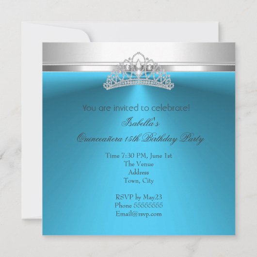 キンセアニェラハイヒールズブルーダイアモンドティアラ 招待状 (裏面)