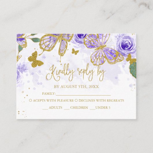 キンセアニェラバタフライバジェットRSVPカード エンクロージャーカード (正面)