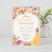 キンセアニェラバタフライ赤面ピンクイエローフローライン 招待状 (スタンド正面)