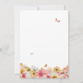 キンセアニェラバタフライ赤面ピンクイエロー花模様 招待状 (裏面)