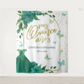 キンセアニェラバターフリスエメラルドグリーンガウン タペストリー (正面)