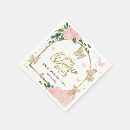 キンセアニェラバターフリスピンク赤面赤面ガウン スタンダードカクテルナプキン (角)