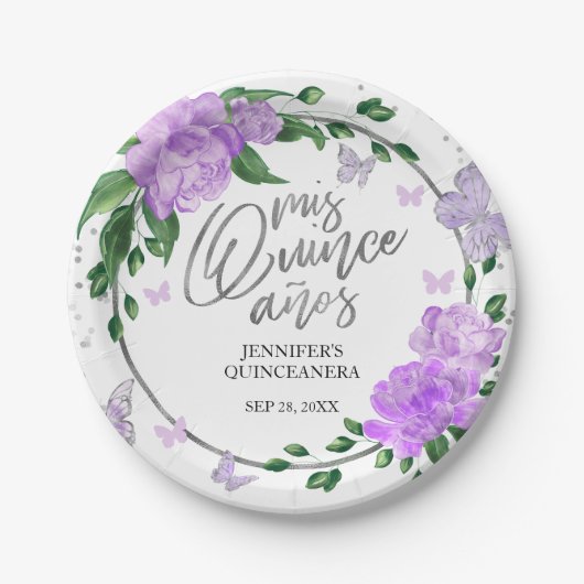 キンセアニェラバターフリスラベンダーガウン ペーパープレート (正面)