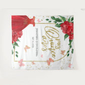 キンセアニェラバターフリスレッドガウン背景 タペストリー (正面(横))