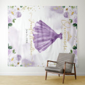 キンセアニェラバックドランドパープルフローラドレス タペストリー (インサイチュ(横))