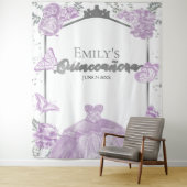 キンセアニェラバックドランドラベンダードレスフローラシルバー タペストリー (インサイチュ)