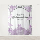 キンセアニェラバックドランドラベンダードレスフローラシルバー タペストリー (正面)