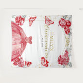 キンセアニェラバックドランドレッドドレスフローラゴールドフォイル タペストリー (正面(横))