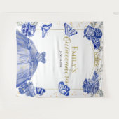 キンセアニェラバック王室のトランドブルーフローラ タペストリー (正面(横))