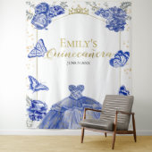 キンセアニェラバック王室のトランドブルーフローラ タペストリー (インサイチュ)