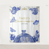 キンセアニェラバック王室のトランドブルーフローラ タペストリー (正面)