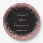 キンセアニェラバラピンクフェイクグリッターバースデーパーティー ペーパープレート (正面)