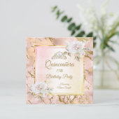キンセアニェラバラピンク金ゴールドバースデーパーティー招待状2 招待状 (スタンド正面)