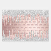 キンセアニェラバラ金ゴールドグリッタードリップスピンクシルバー ラッピングペーパーシート (正面3)