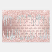 キンセアニェラバラ金ゴールドグリッタードリップスピンクシルバー ラッピングペーパーシート (正面3)