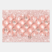 キンセアニェラバラ金ゴールドグリッタードリップピンク ラッピングペーパーシート (正面3)