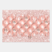 キンセアニェラバラ金ゴールドグリッタードリップピンク ラッピングペーパーシート (正面)