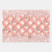 キンセアニェラバラ金ゴールドグリッタードリップピンク ラッピングペーパーシート (正面3)