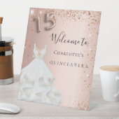 キンセアニェラバラ金ゴールドグリッタードレス歓迎 台座サイン (インサイチュ)