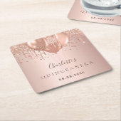 キンセアニェラバラ金ゴールドグリッターバルーン単像 スクエアペーパーコースター (アングル)