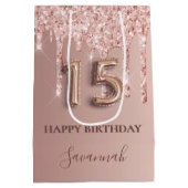 キンセアニェラバラ金ゴールドグリッターピンクバルーンスタイル ミディアムペーパーバッグ (裏面)