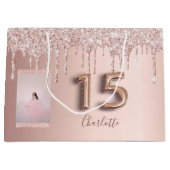 キンセアニェラバラ金ゴールドグリッターフォトモノグラム ラージペーパーバッグ (正面)