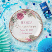 キンセアニェラバラ金ゴールドグリッターフローラ紙プレート ペーパープレート (パーティー)