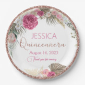 キンセアニェラバラ金ゴールドグリッターフローラ紙プレート ペーパープレート (正面)