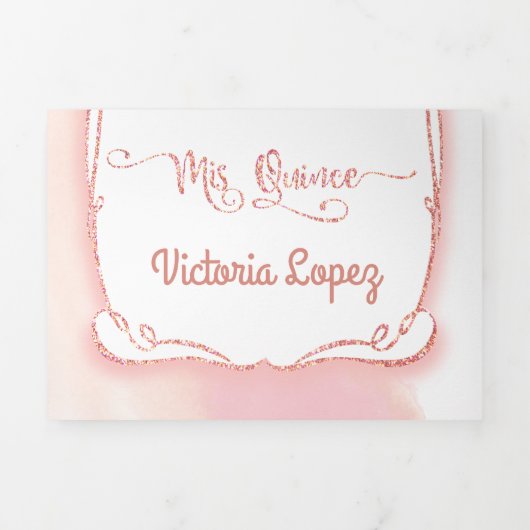 キンセアニェラバラ金ゴールドグリッターメキシコフィエスタ 三つ折り招待状 (カバー)