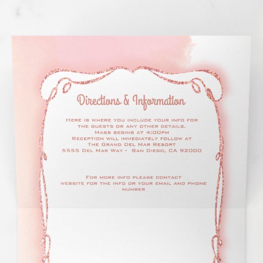 キンセアニェラバラ金ゴールドグリッターメキシコフィエスタ 三つ折り招待状 (内部最初)