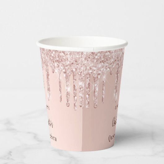 キンセアニェラバラ金ゴールドグリッター乾燥パーティー 紙コップ (右)
