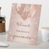 キンセアニェラバラ金ゴールドグリッター赤面パーティー歓迎 台座サイン (インサイチュ)