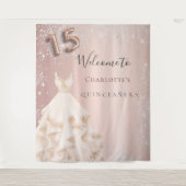 キンセアニェラバラ金ゴールドシルバーグリッタードレスウェルカム タペストリー (正面)