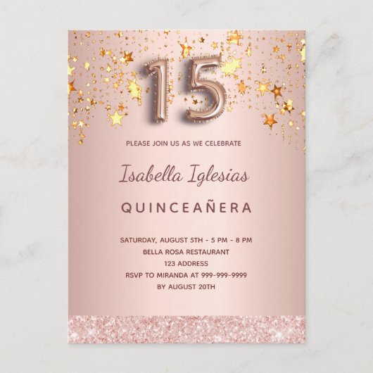 キンセアニェラバラ金ゴールドスターズpink balloon script ポストカード (正面)