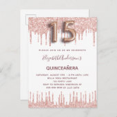 キンセアニェラバラ金ゴールドドリップピンク インビテーションポストカード (正面/裏面)