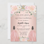 キンセアニェラバラ金ゴールドドレスフローラ2女の子の双子 招待状 (正面)