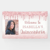 キンセアニェラバラ金ゴールドピンクグリッタードリップフォト 横断幕 (横)