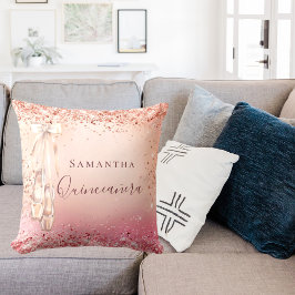 キンセアニェラバラ金ゴールドピンクグリッターバレリーナ クッション