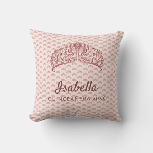 キンセアニェラバラ金ゴールドピンクティアラクラウンモノグラム クッション (正面)