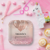 キンセアニェラバラ金ゴールドピンクバルーン ペーパープレート (パーティー)