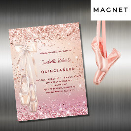 キンセアニェラバラ金ゴールドピンクバレリナラグジュアリー マグネット招待状