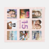 キンセアニェラバラ金ゴールドピンクフォトコラージュ名 フリースブランケット (正面(横))