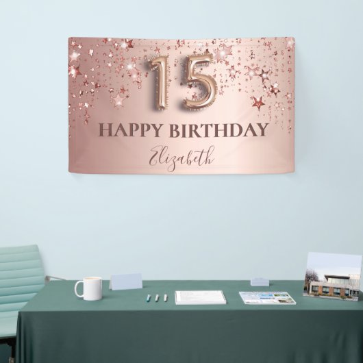 キンセアニェラバラ金ゴールドピンク星ウェルカム 横断幕 (トレードショー)